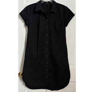 Universal Standard Shirt Dress Black Short Sleeve Button Up Pockets 3XS XXXS XS